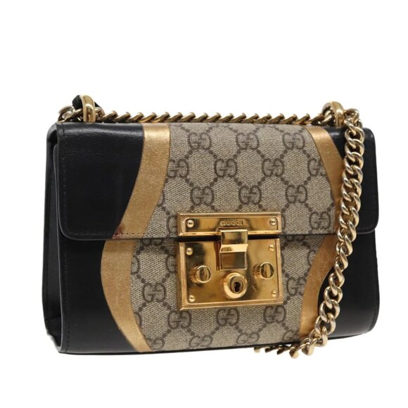 GUCCI Padlock GG Supreme Chain Shoulder Bag PVC Beige - Picture 1 of 15